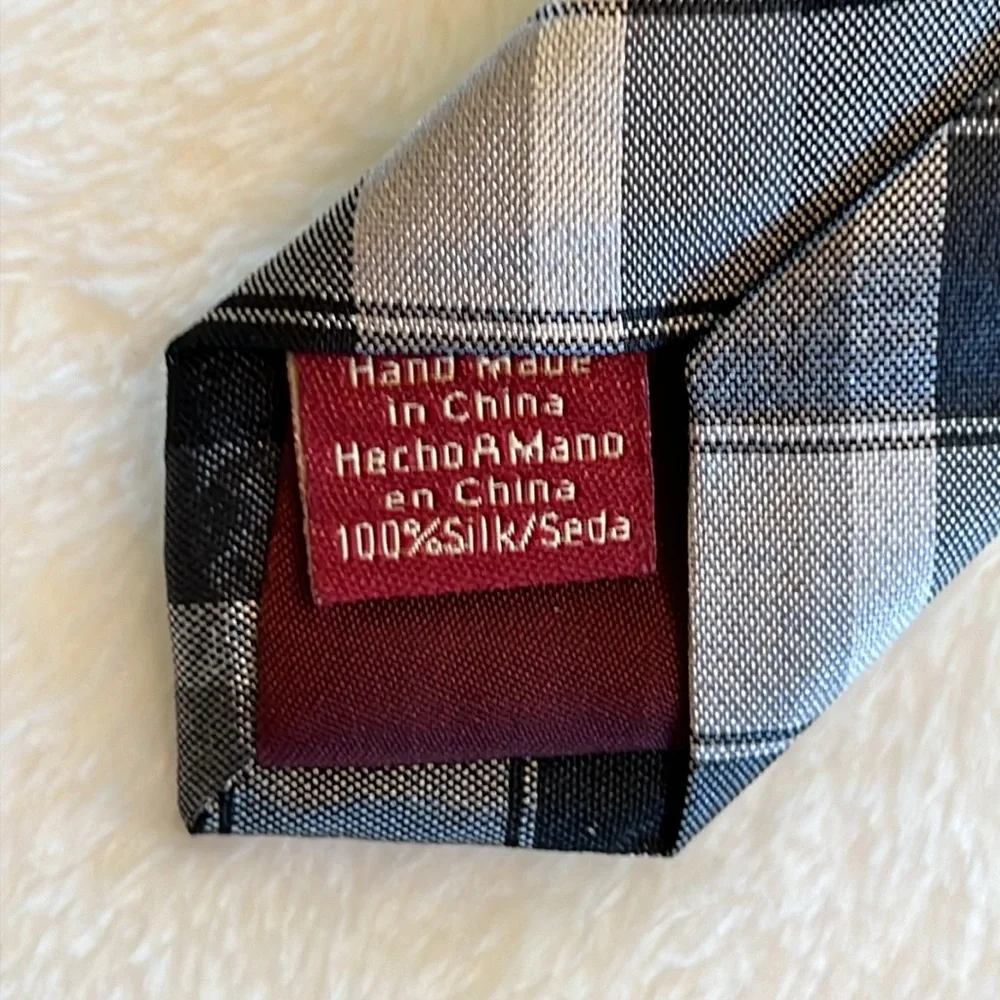 Penguin Men’s Black Plaid Tie - Picture 7 of 7